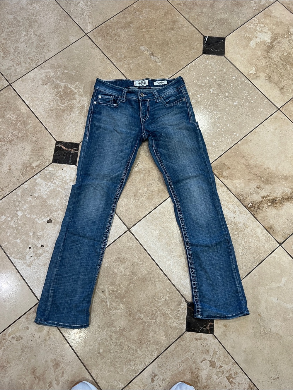 Daytrip Women's Dark Blue Bootcut Jeans with Faded Whiskering